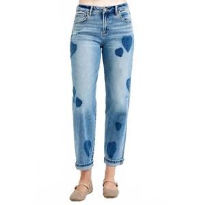 NEW RISEN mid rise fit-boyfriend heart shade jeans in light wash